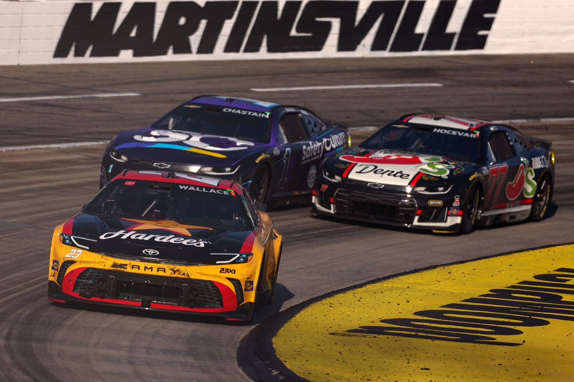 Bubba Wallace (23), Ross Chastain (1), and Carson Hocevar - Cook Out 400. Source: Getty