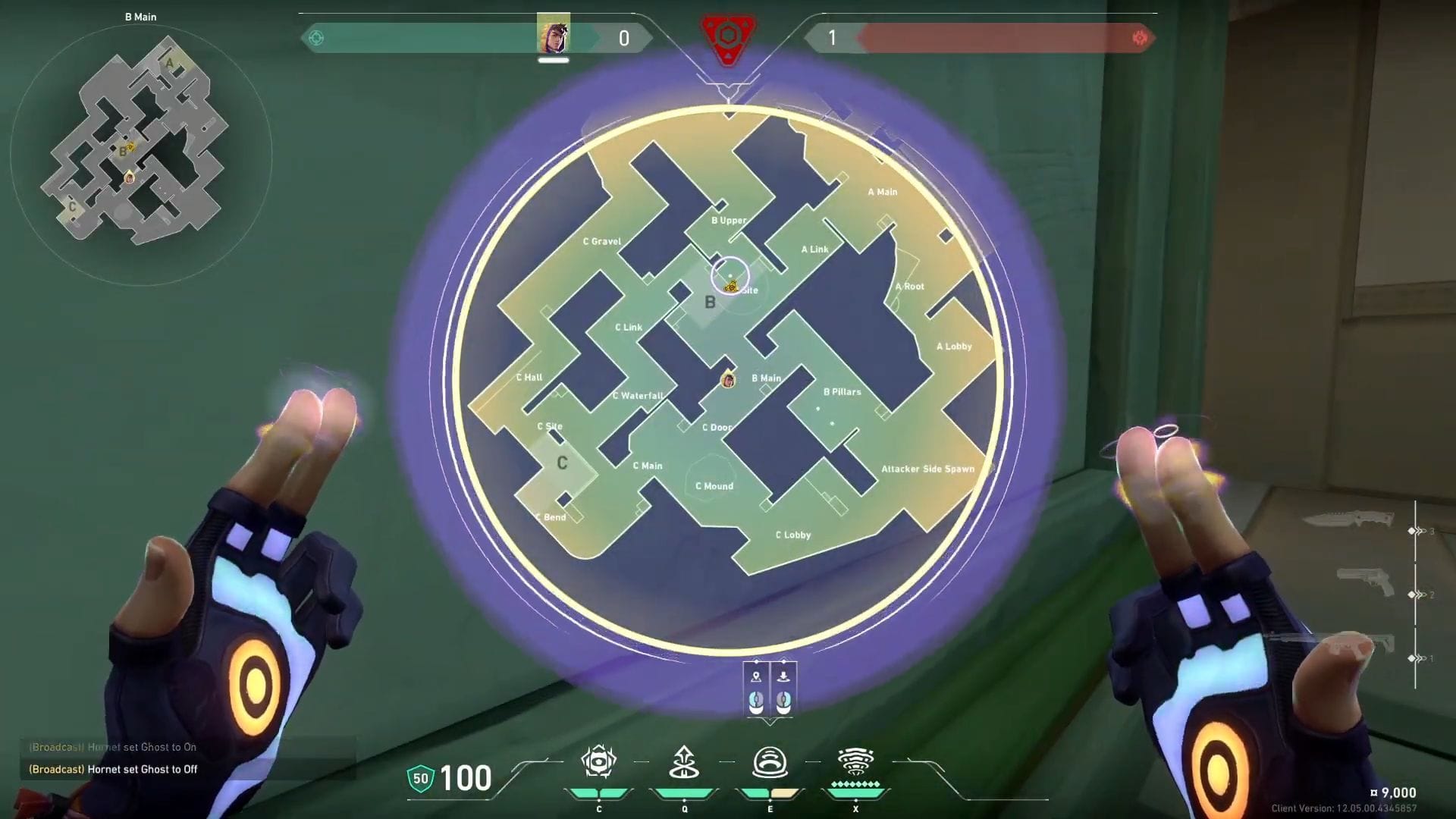 One-way smoke on B Upper - tactical map view (Image via SK Gaming || Riot Games)