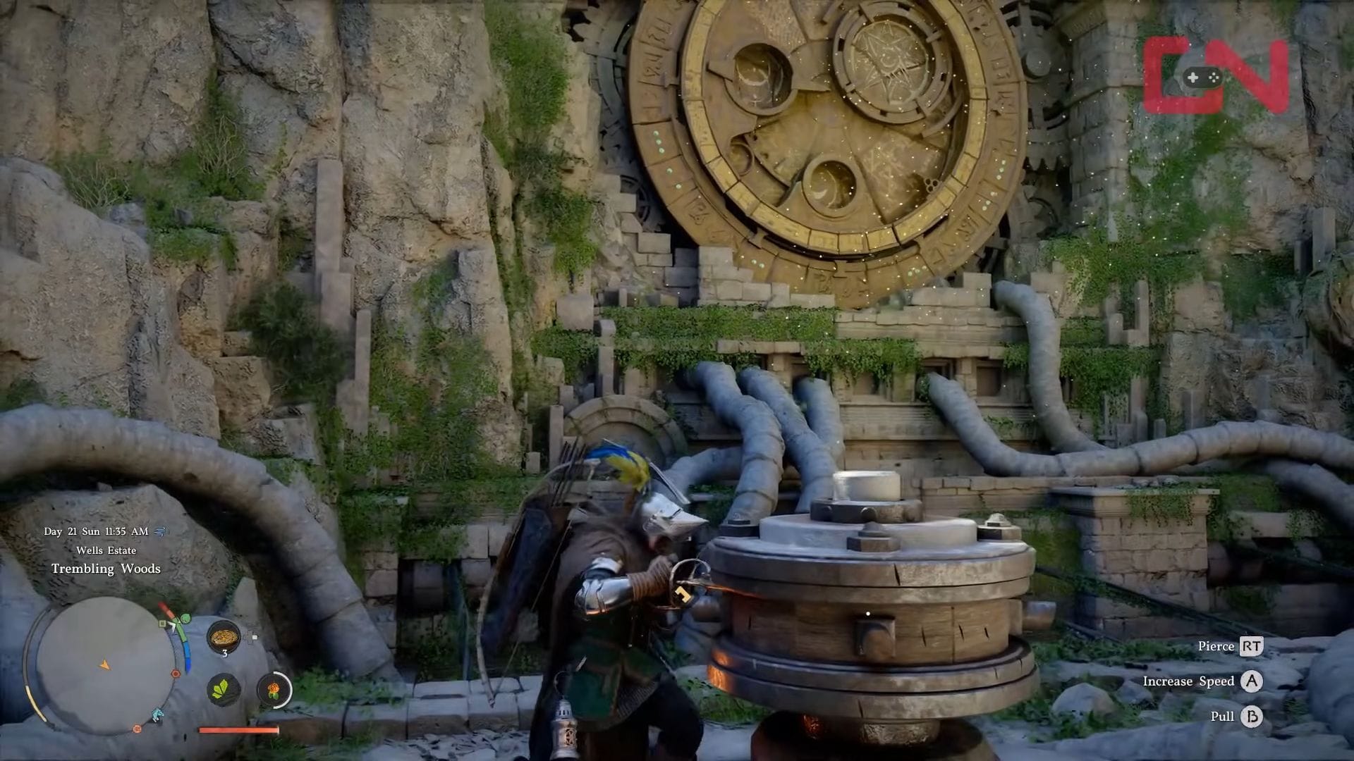 Moving the two small dials to the right segments using the left corner piece (Image via Pearl Abyss || YouTube/@GosuNoob)