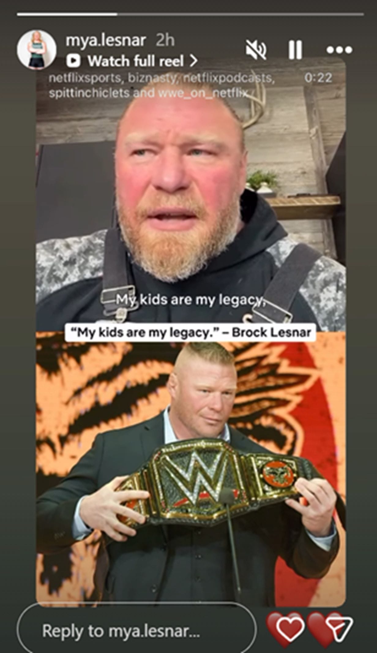 Mya Lesnar has reacted to her father's comments