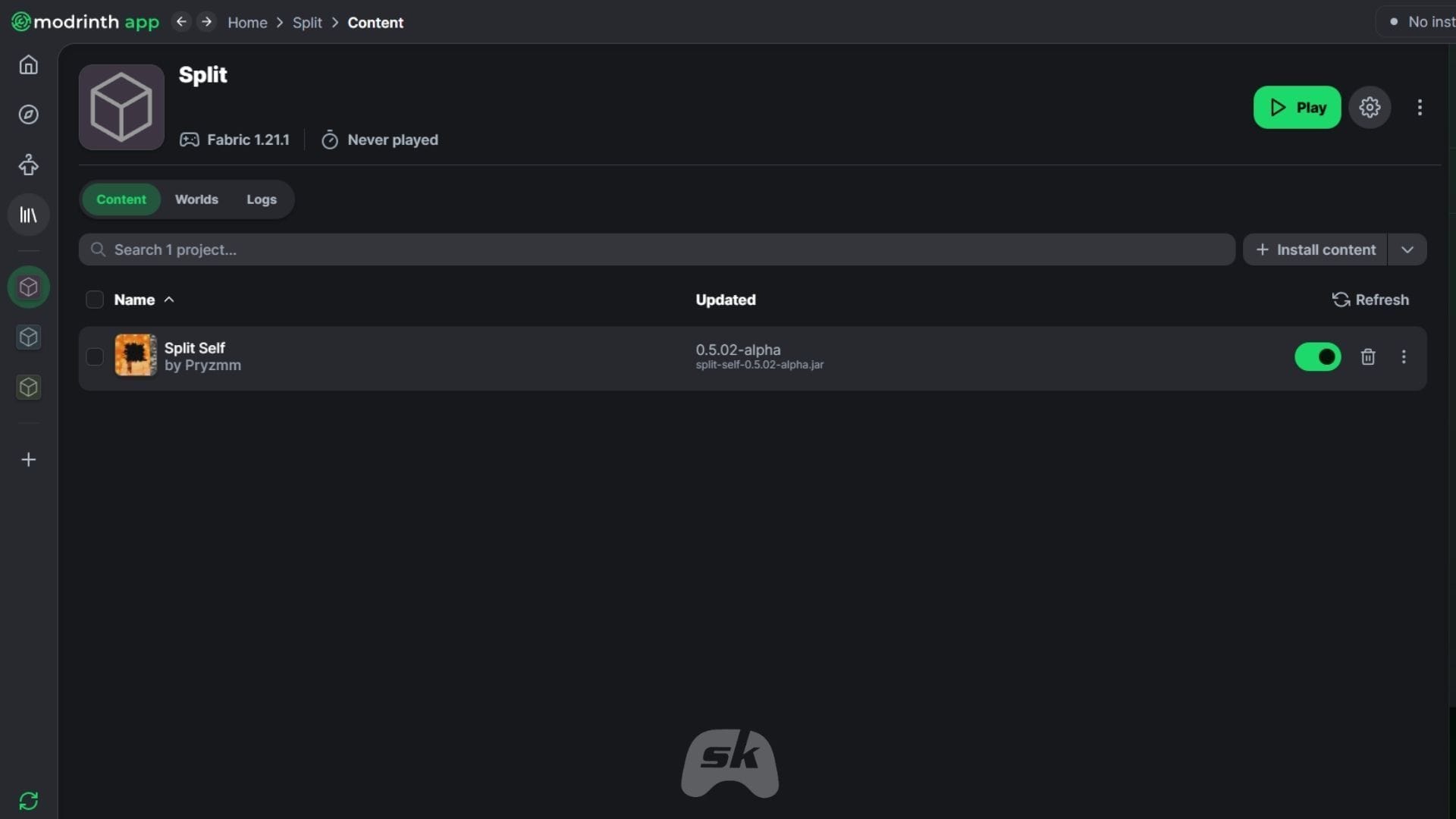 Minecraft split self mod guide