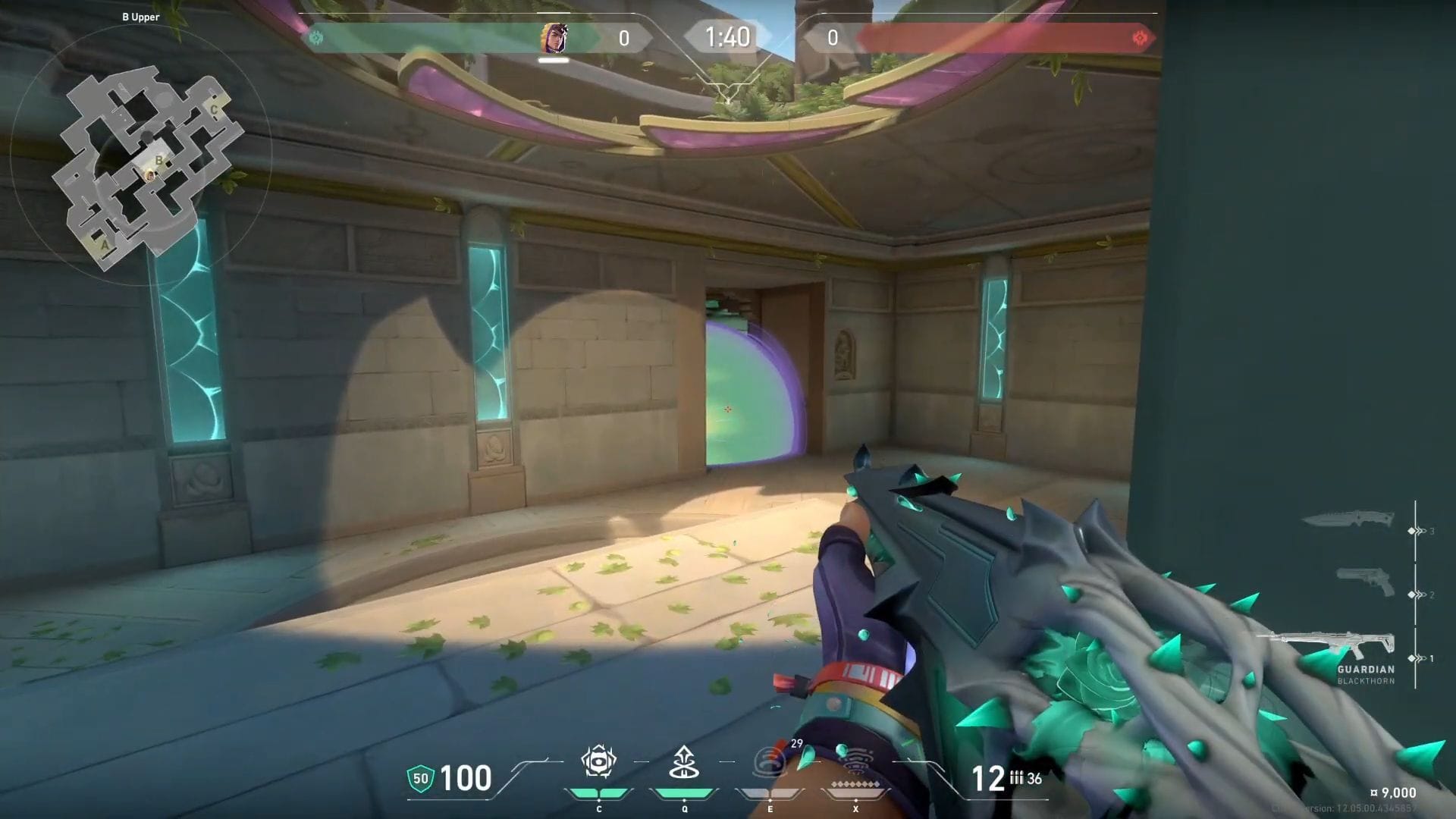 B-Site defending smokes in-game view (Image via SK Gaming || Riot Games)