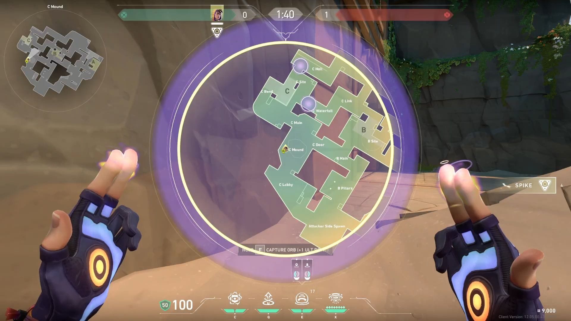 C-Site attacking smokes tactical map view (Image via SK Gaming || Riot Games)