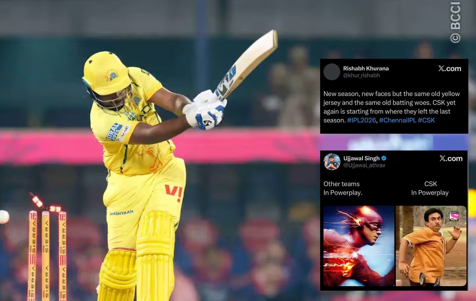 "Starting from where they left the last season" - Fans troll CSK after their batting collapse in IPL 2026 clash against RR 
