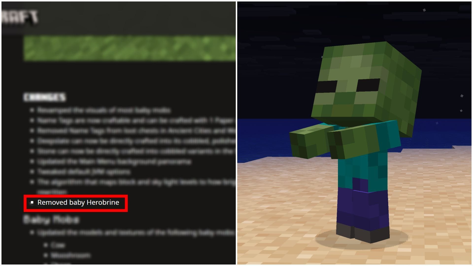Minecraft puts a spin on popular Removed Herobrine meme in Tiny Takeover  drop