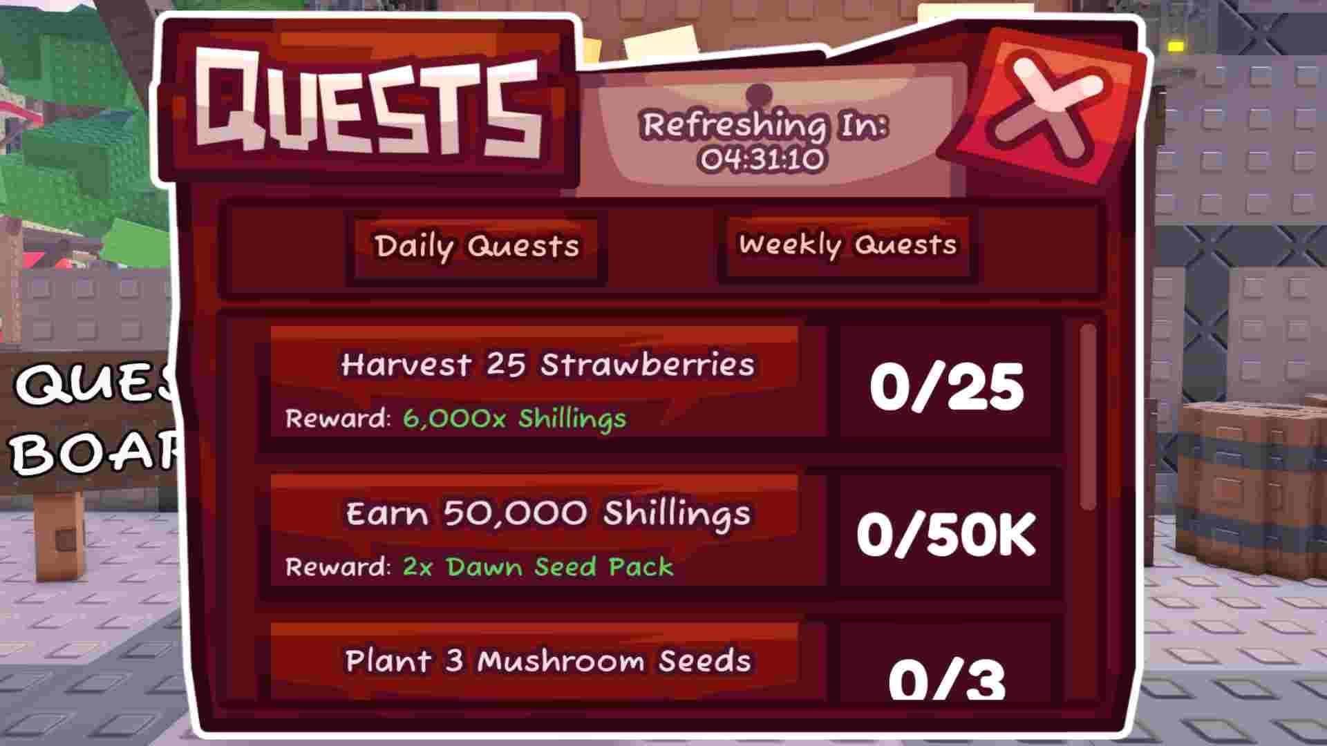 You can get Seed Packs as quest rewards (Image via Roblox)