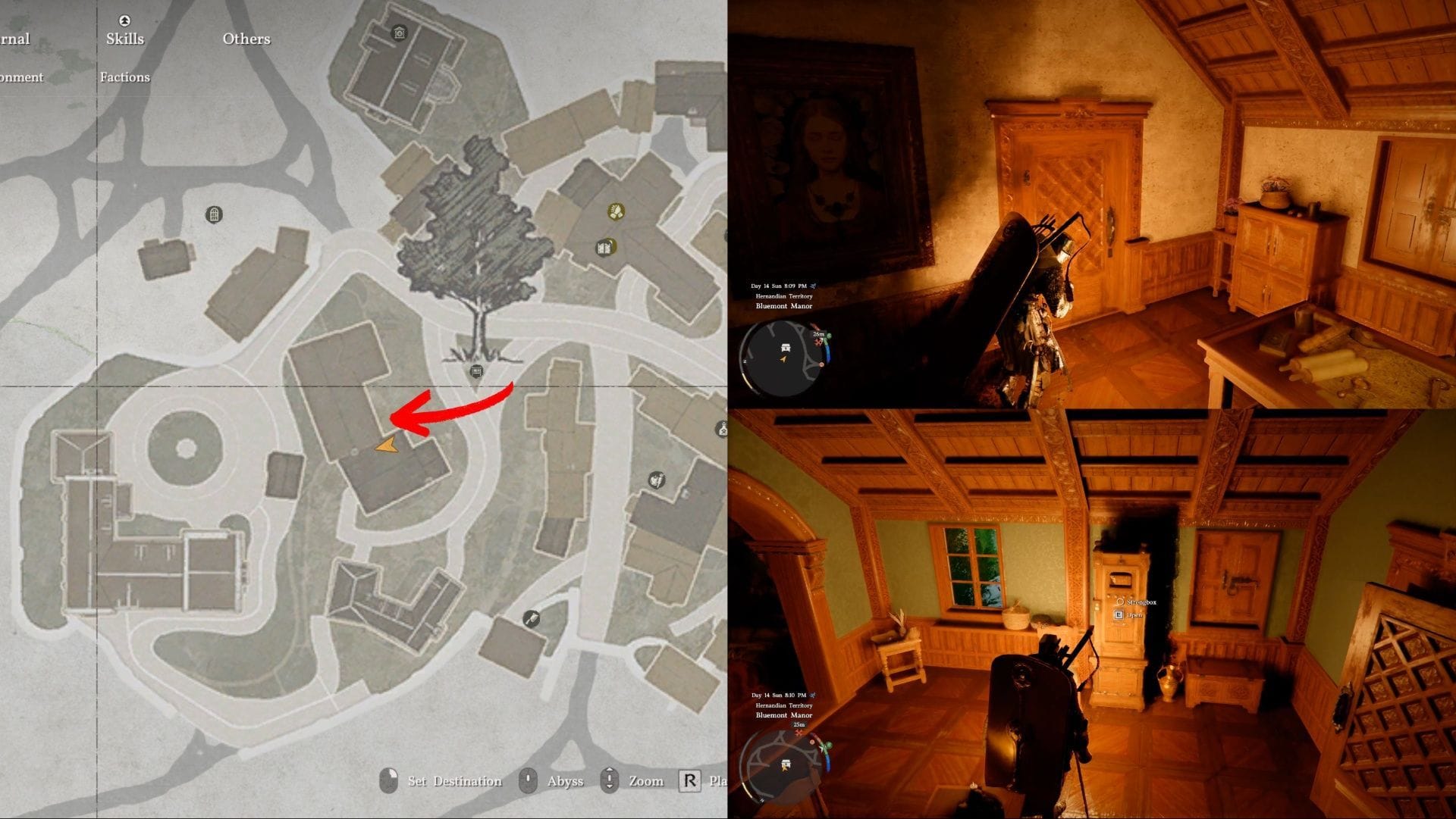 First Bluemont Manor Strongbox Puzzle location (Image via Pearl Abyss || Sportskeeda)