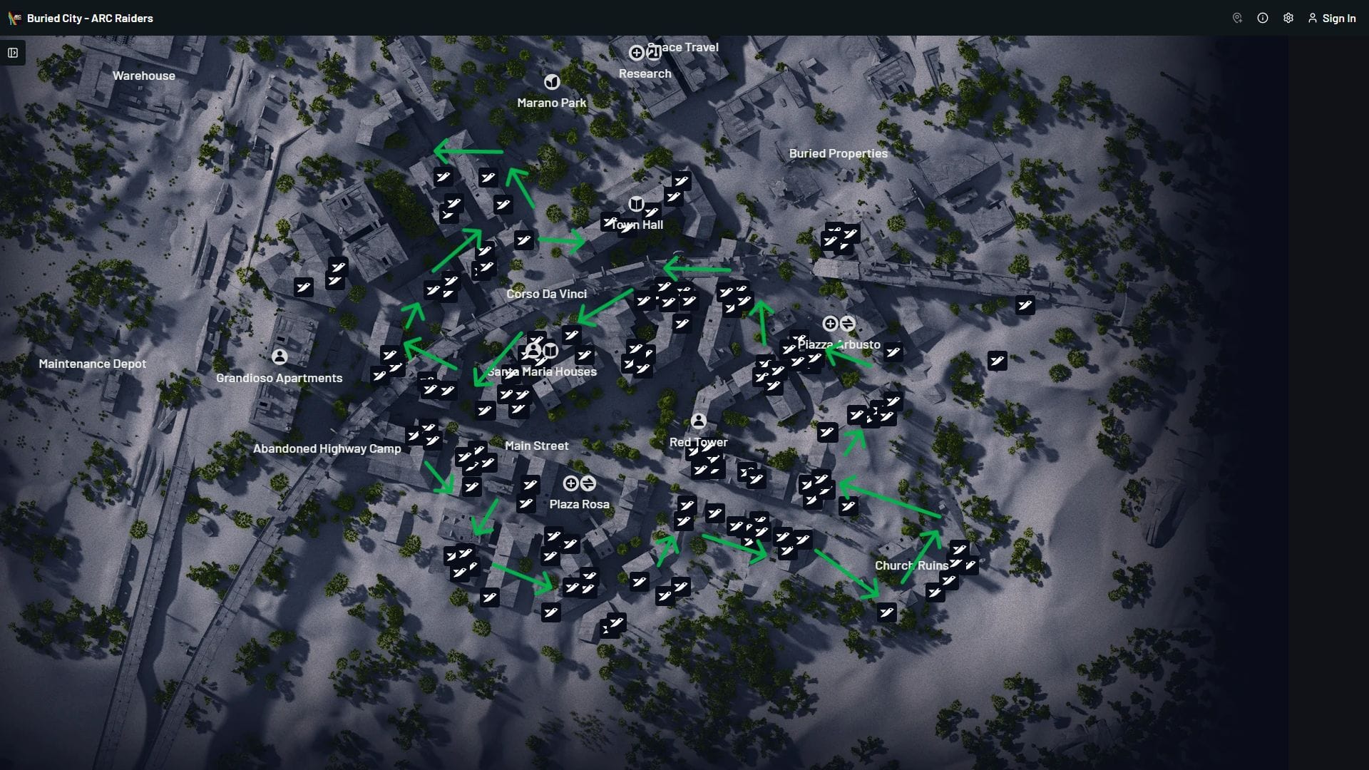 Bird nest locations for Season 5 Week 6 (Image via Embark Studios || arcraidersmaps.app)