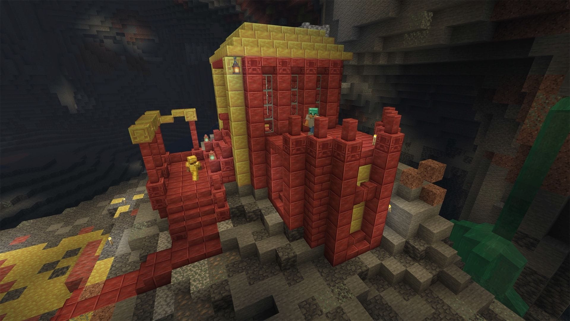 Sulfur and cinnabar blocks made into building blocks (Image via Mojang Studios)