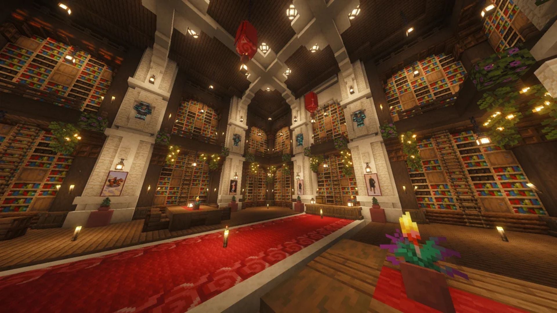 Minecraft fan showcases beautiful library build in Hardcore mode