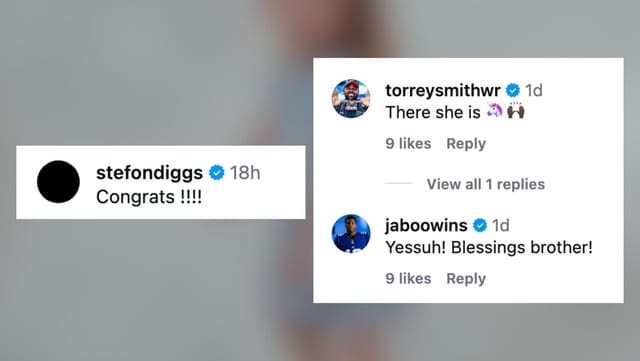 Stefon Diggs, Jameis Winston and Torrey Smith reacts to Tyrod Taylor's engagement Image via Instagram/@drbiamaria