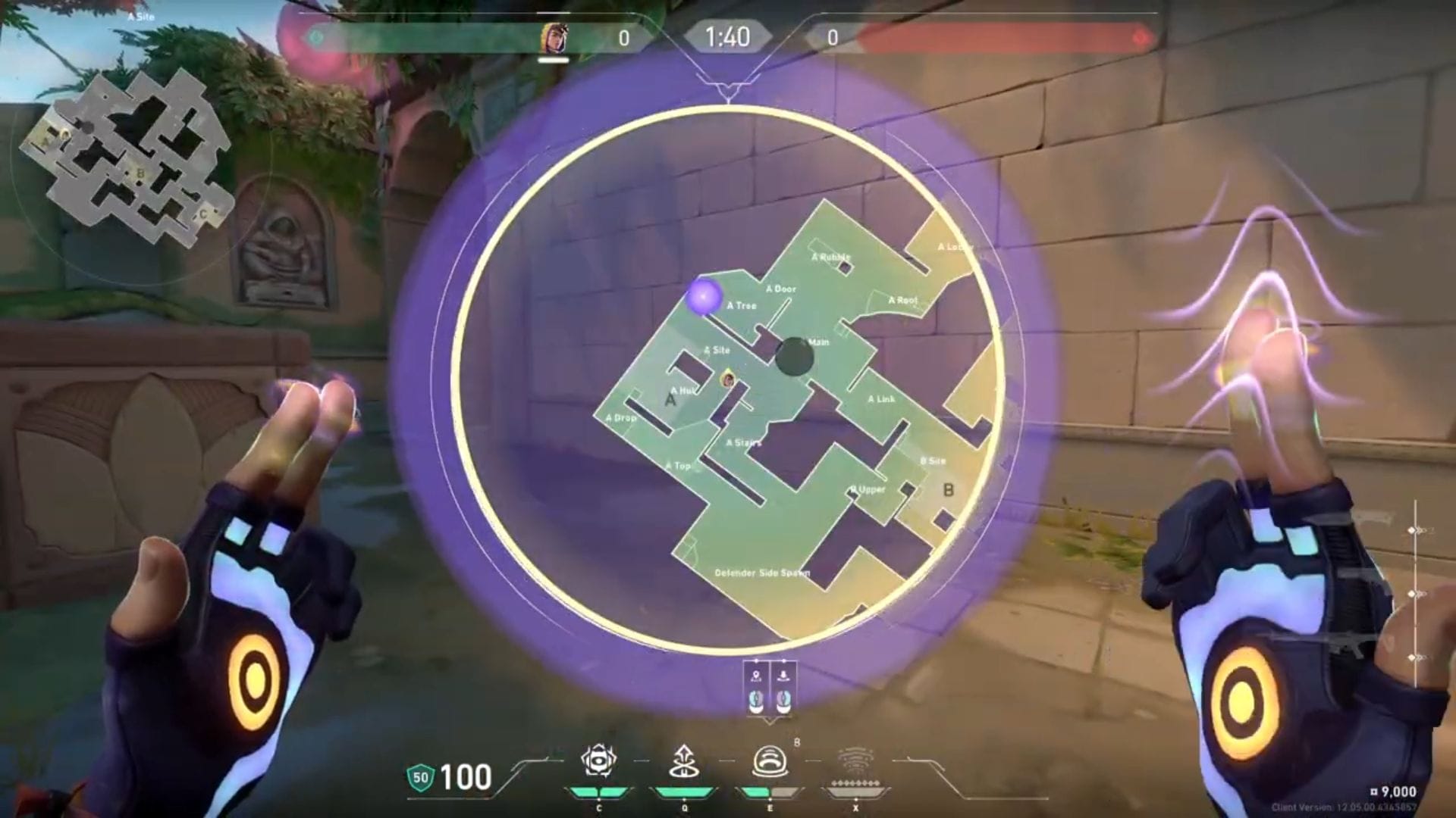 A-Site defending smokes tactical map view (Image via SK Gaming || Riot Games)