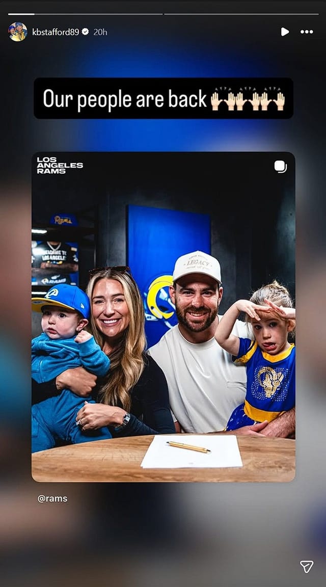 Matthew Stafford's wife Kelly drops 4-word message as Rams welcome back Tyler Higbee on 2-year $8,00,000 deal
