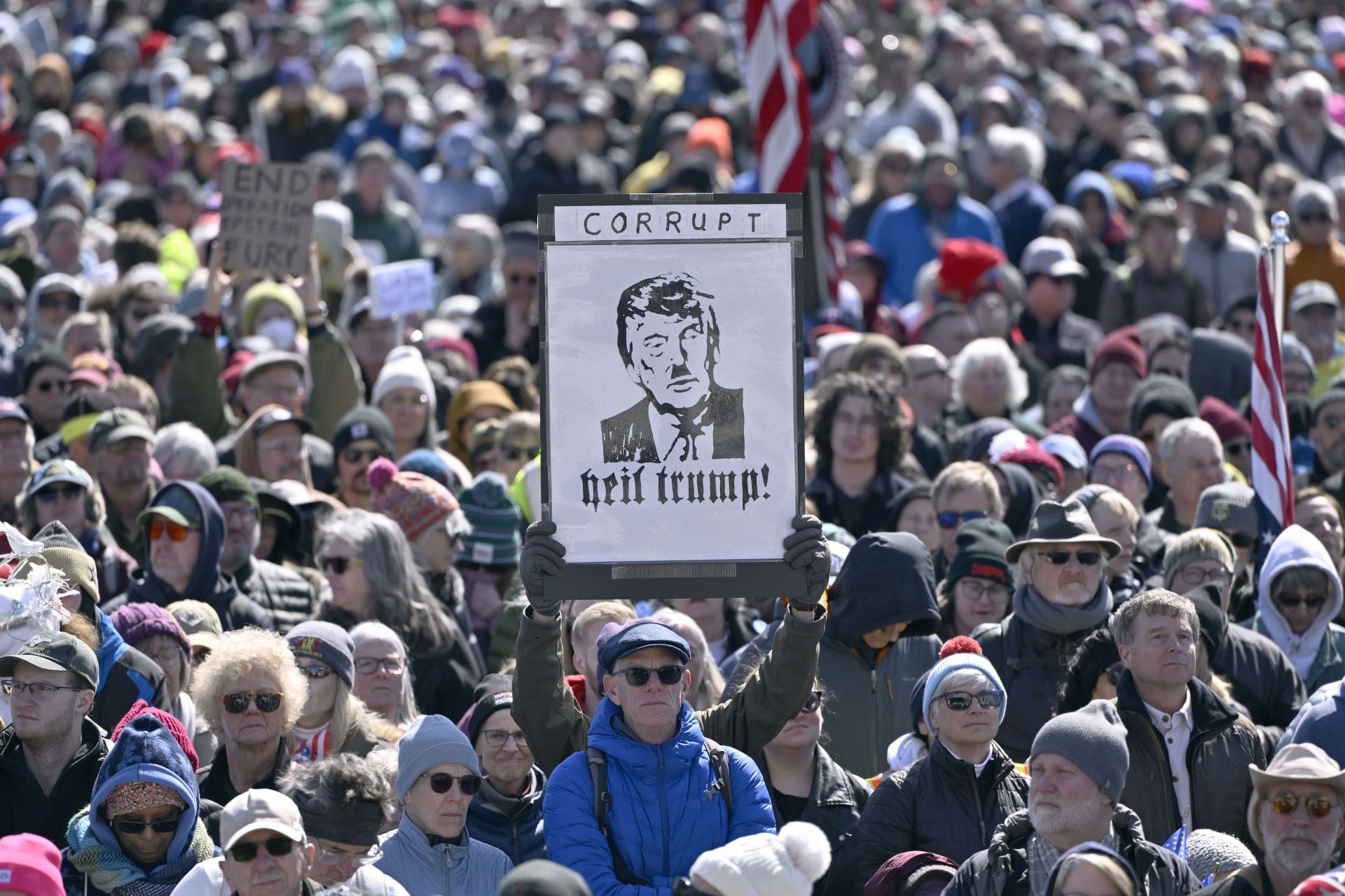 MINNEAPOLIS, MINNESOTA - MARCH 28: Marchers attend the "No Kings" Rally Concert at the Minnesota State Capitol on March 28, 2026 in Minneapolis, Minnesota (Source: Getty)