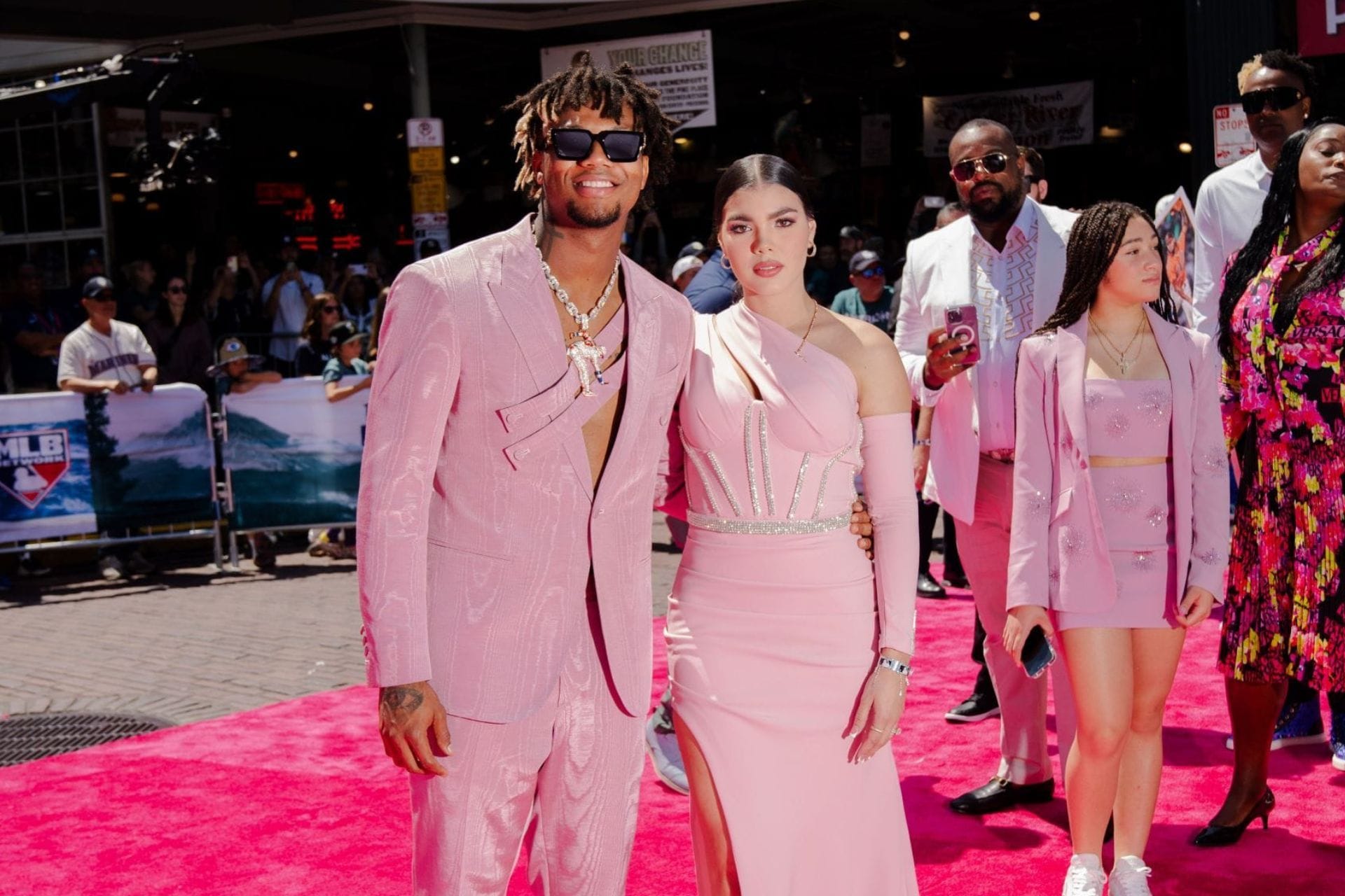 Ronald Acuna Jr.'s wife Maria turns up glam in polka dot one-piece on night out