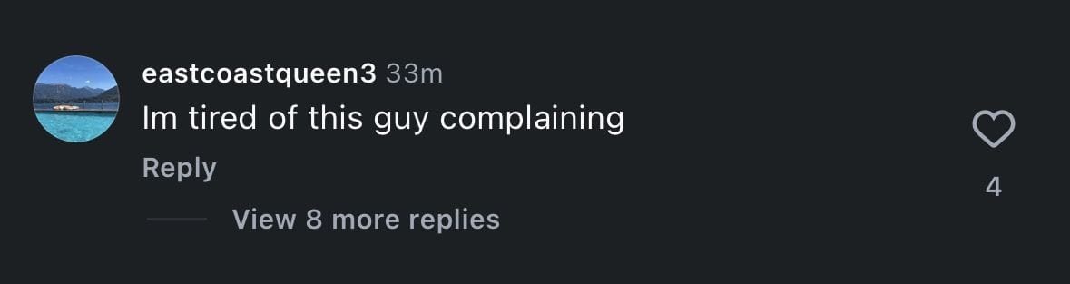 Screen grab of comment under Sky Sports' post [via Instagram/@skysports]