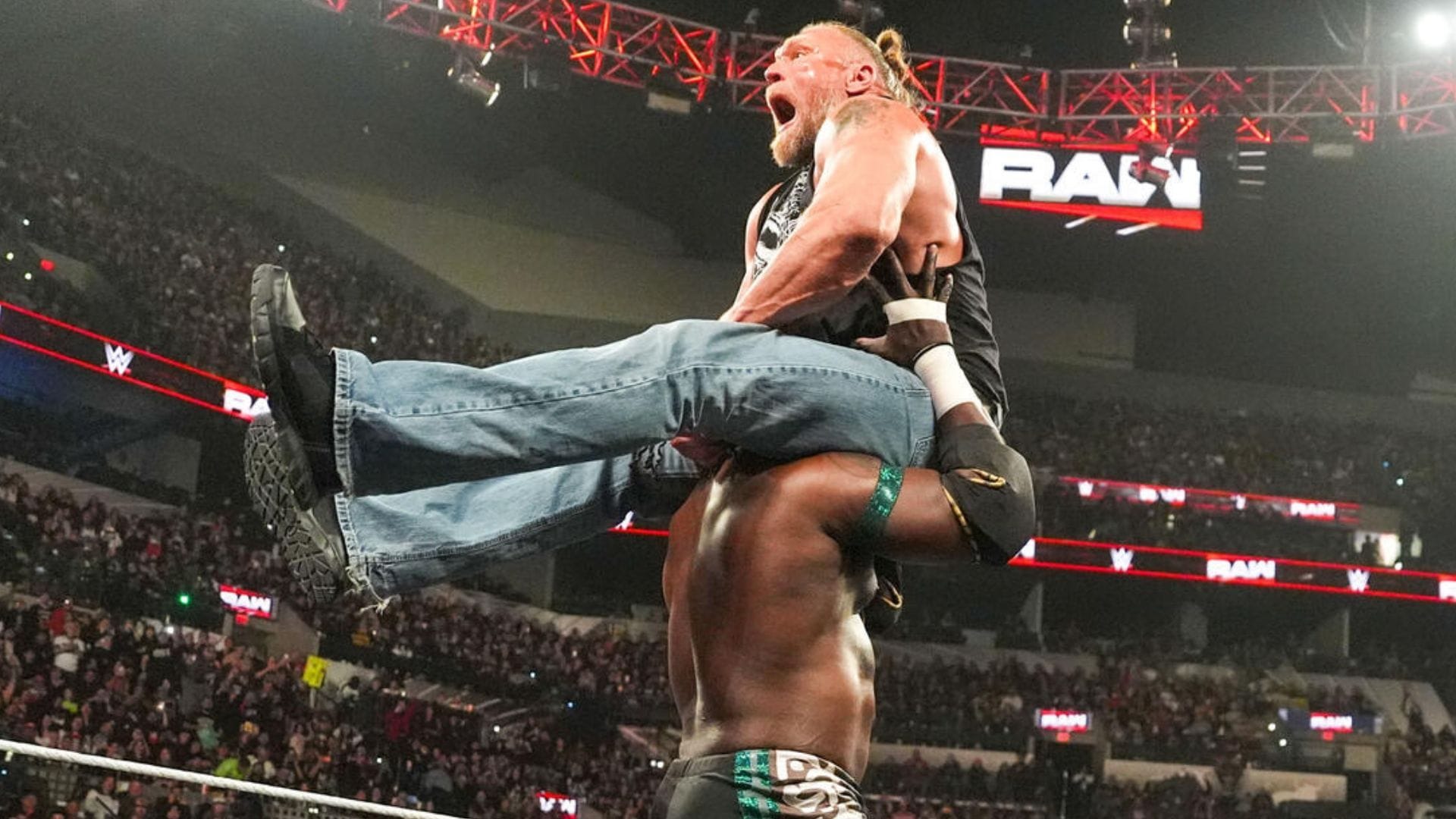 WWE shares unseen footage of Oba Femi's attack on Brock Lesnar