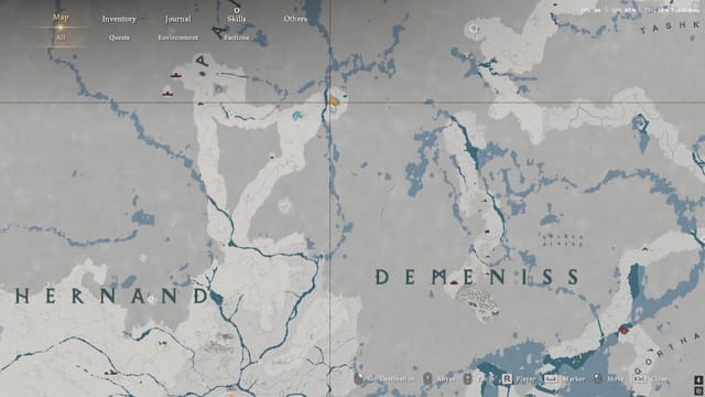 Localização da Espada Acria no Deserto Carmesim (Imagem via Pearl Abyss | YouTube/@zekegamingguides)