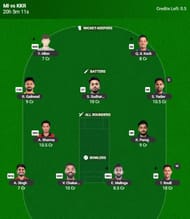 IPL 2026 Fantasy Team for Match 2 - MI vs KKR (Image via official IPL Fantasy 2026 website)