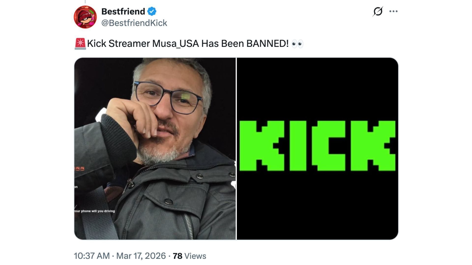 Who is Musa_USA? Kick streamer garners attention after crashing his car live on stream