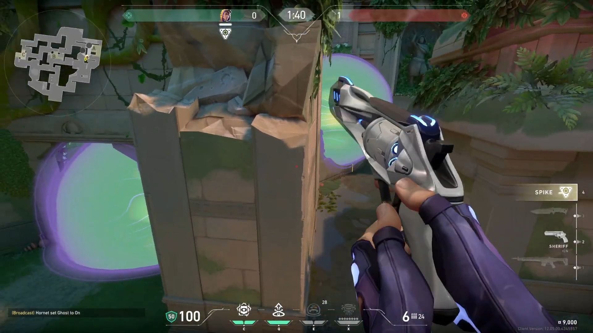 A-Site attacking smokes in-game view (Image via SK Gaming || Riot Games)