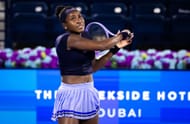 Coco Gauff in action at the Dubai Tennis Championships (Credits: Getty)