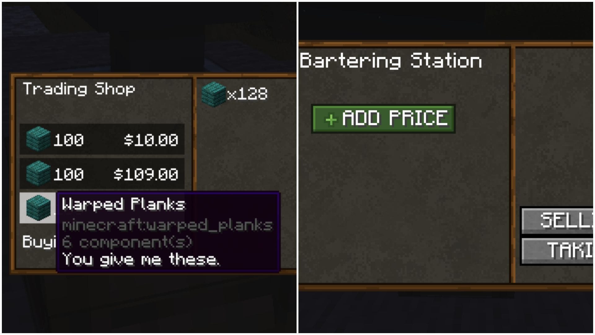 Shoppy brings a new bartering station that can be used as a vending machine (Image via Mojang Studios || CurseForge/thethonk)