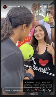 Osaka's Instagram Story about her interaction with a fan at Indian Wells (Source: Instagram/naomiosaka)