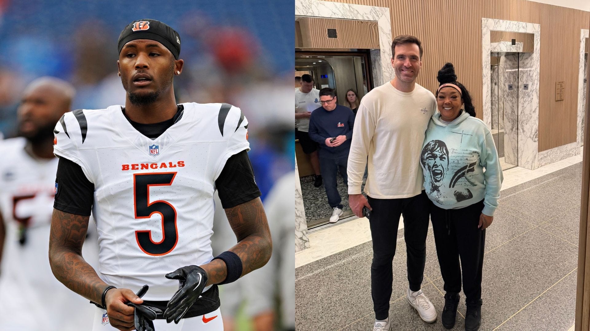 Tee Higgins' mother links up with Joe Flacco after vet QB signs extension with Bengals
