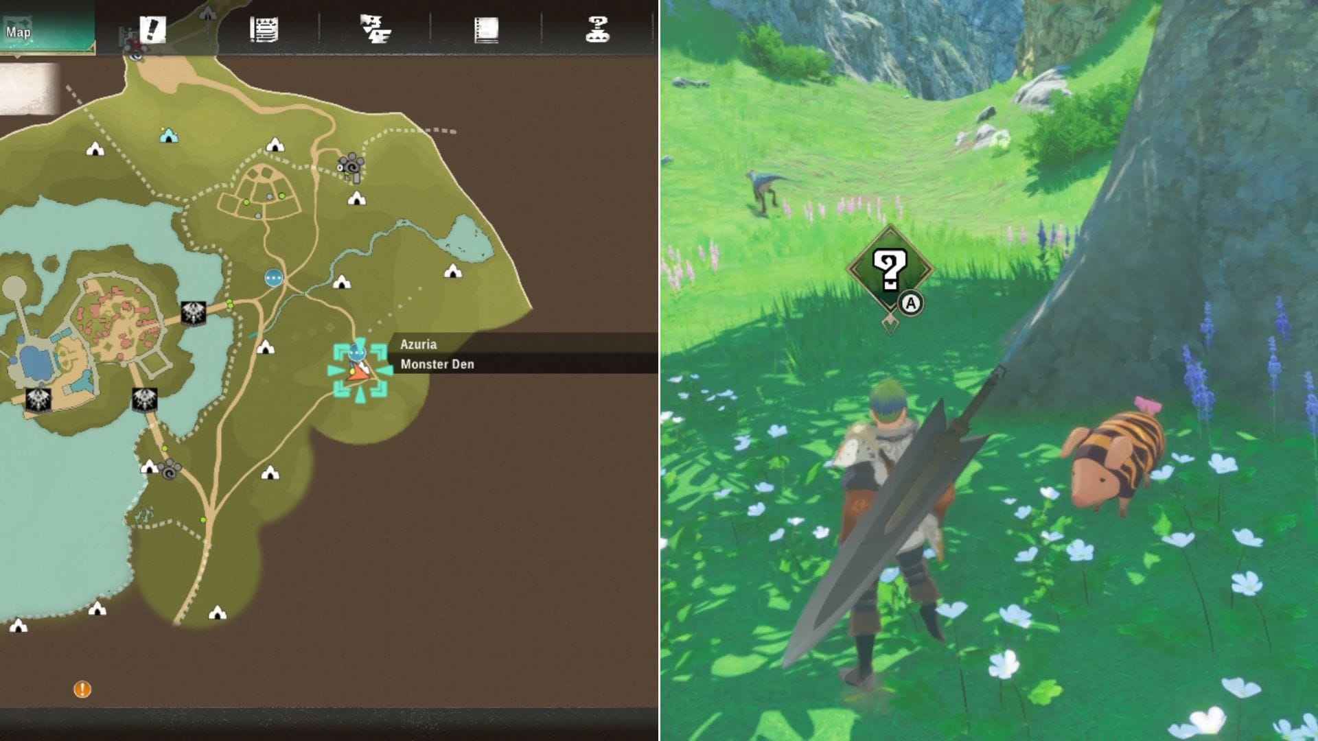 Location of the second Poogie in Azuria (Image via Sportskeeda Gaming || Capcom)