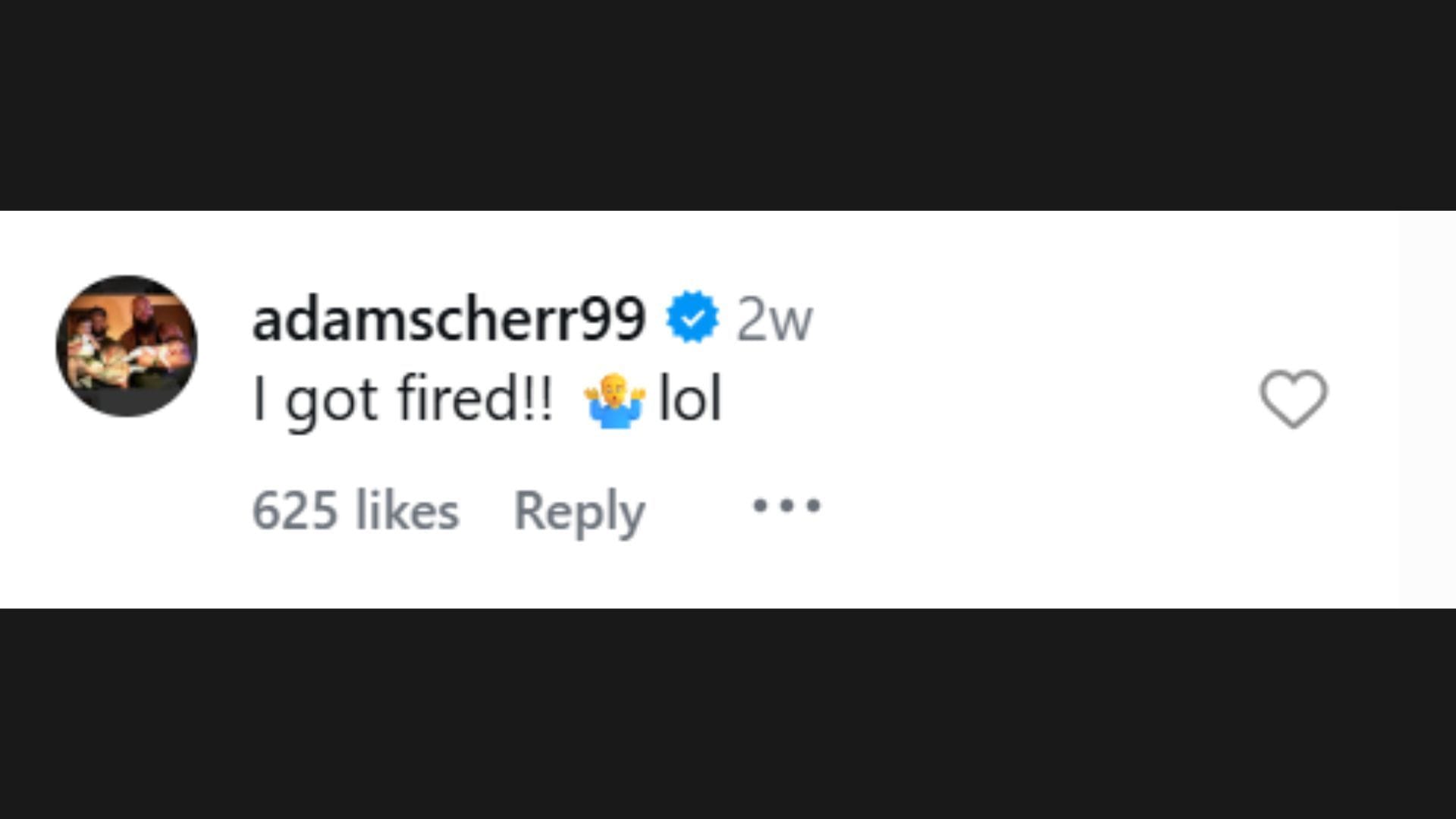 Braun Strowman's comment (Source: Instagram/@wrestlecartel)