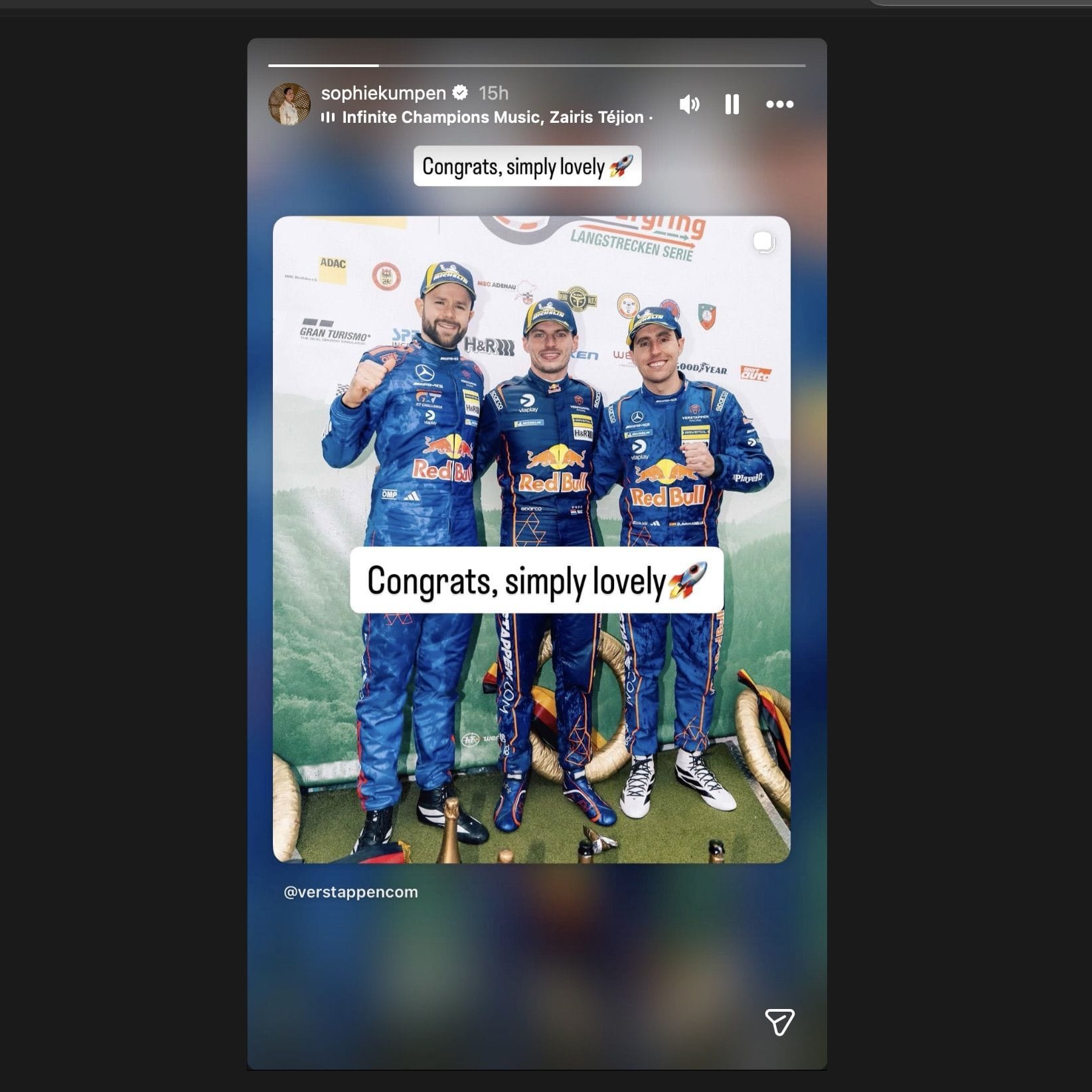 Screen grab of Sophie Kumpen's Instagram story [via Instagram/@sophiekumpen]