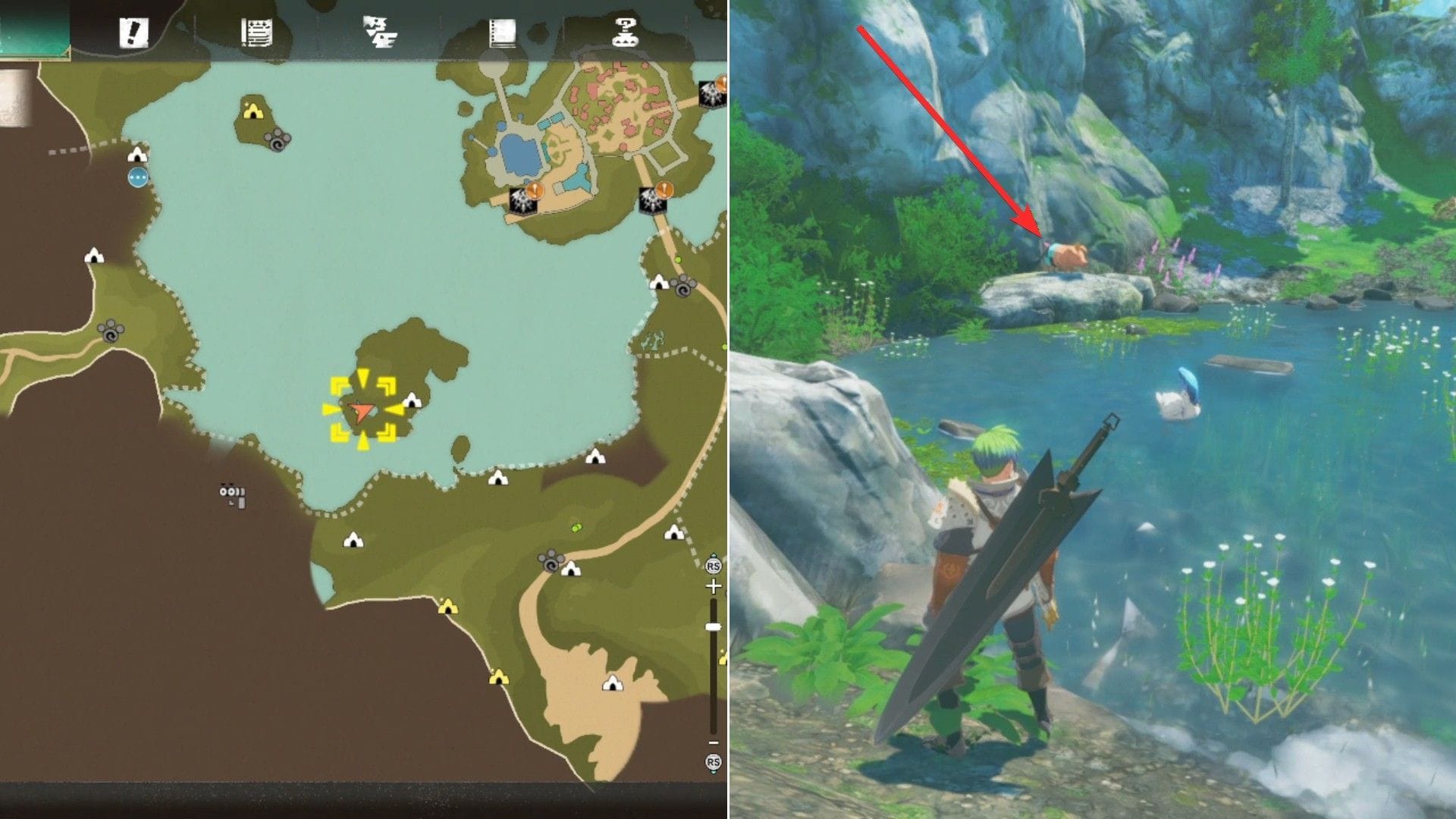 Location of the twelfth Poogie in Azuria (Image via Sportskeeda Gaming || Capcom)