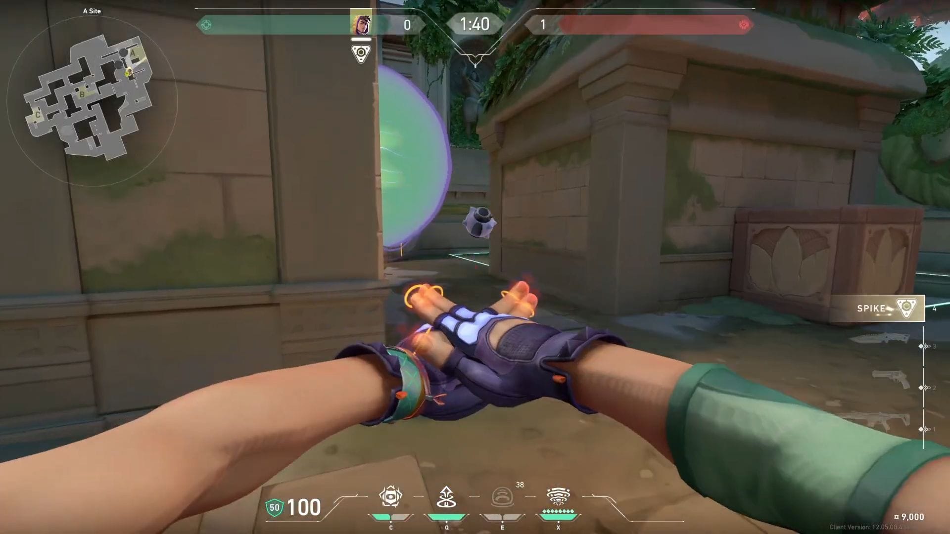 A-Site M-Pulse lineup toward a tree (Image via SK Gaming || Riot Games)