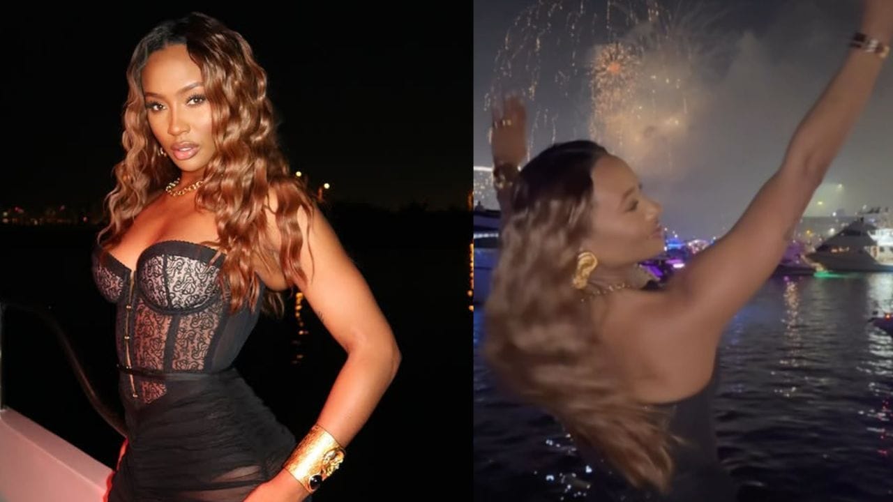 "Imagine coming home to me": Kayla Nicole drops flirty message while flaunting mini snake-skin pattern dress at Clarins USA appearance