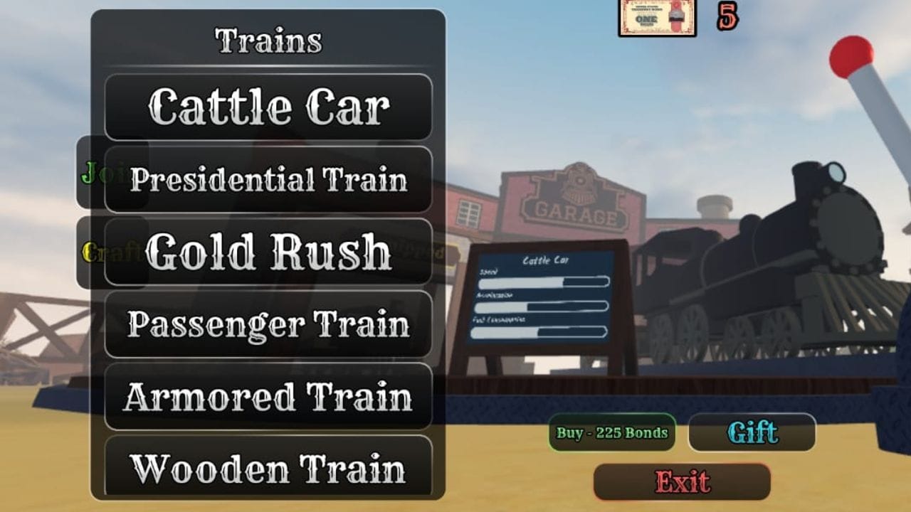 All Train variants in Dead Rails: Price and usage