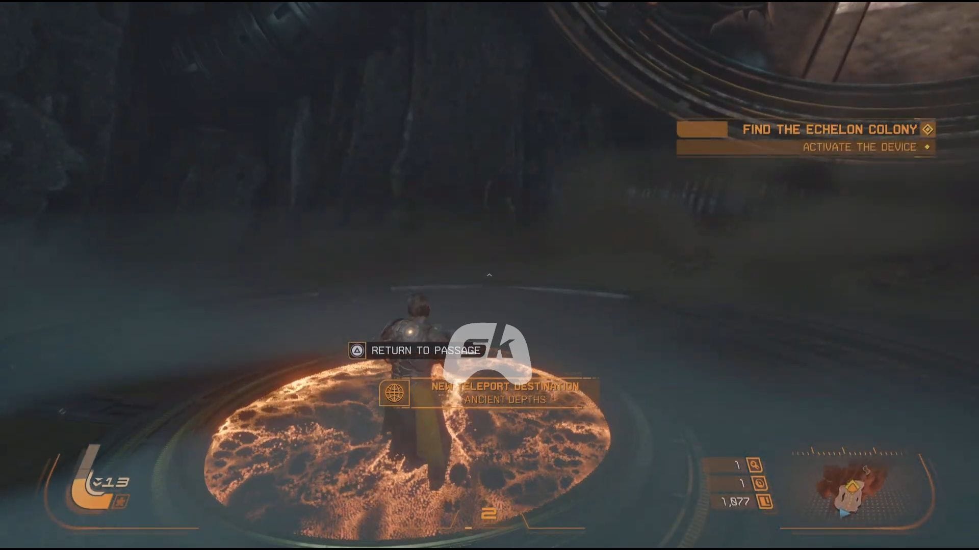 Trigger the shown button to teleport in Saros (Image via SK Gaming || Sony Interactive Entertainment)