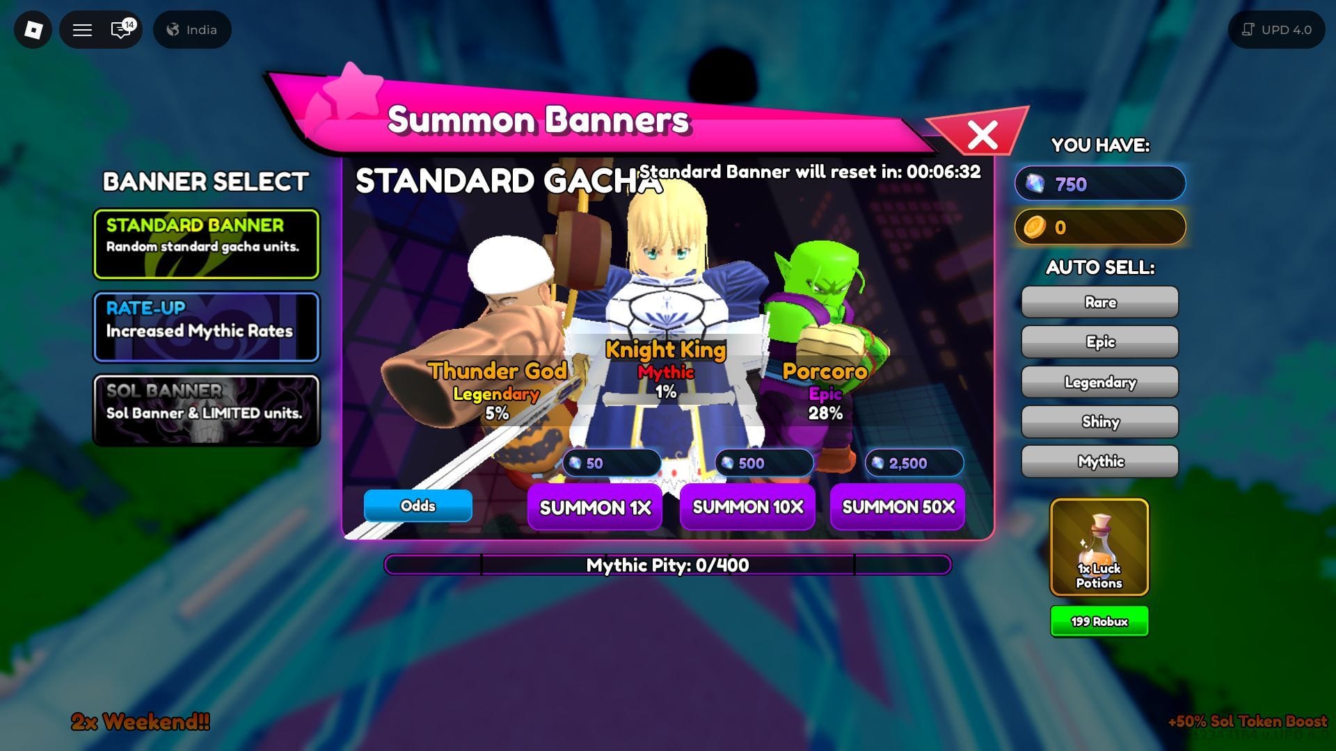 Acquire new units from the Summon Banner (Image via Roblox)