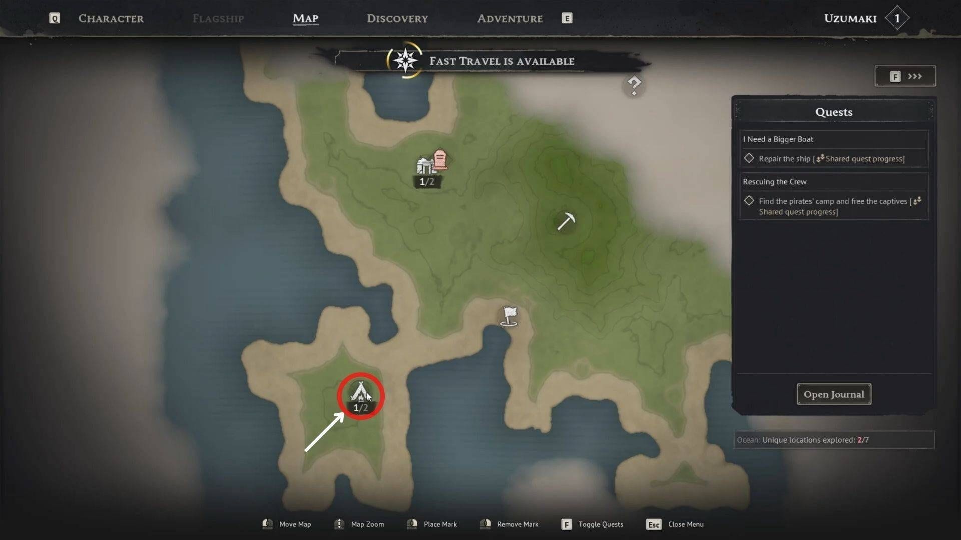 Traveler’s Camp map location (Image via SK Gaming || Kraken Express)