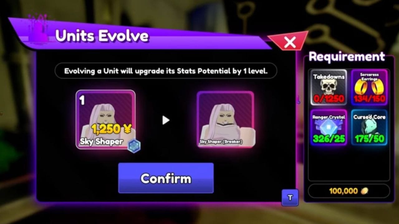 Evolution requirements for Sky Shaper (Image via Roblox)