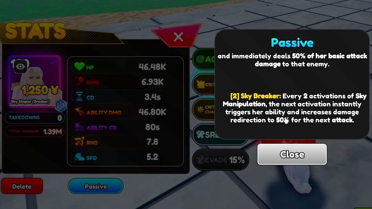All passives of Sky Shaper (Breaker) in the game (Image via Roblox)
