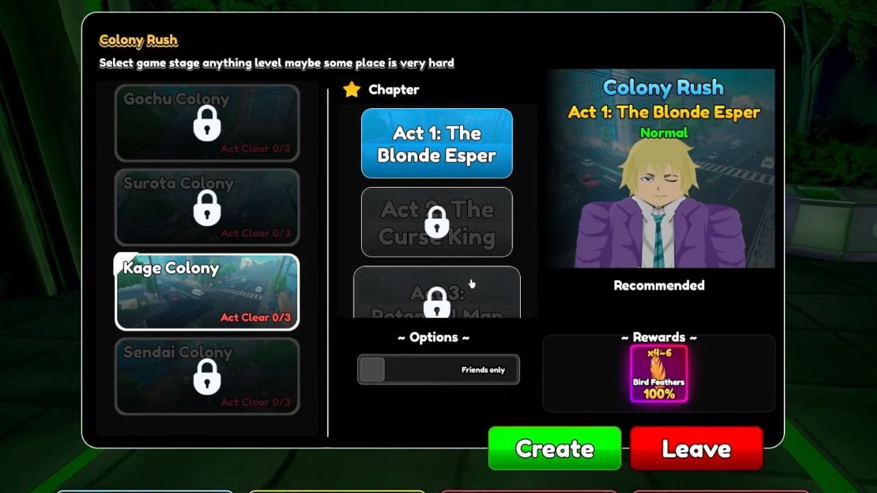 The Acts in the Kage Colony (Image via Roblox)