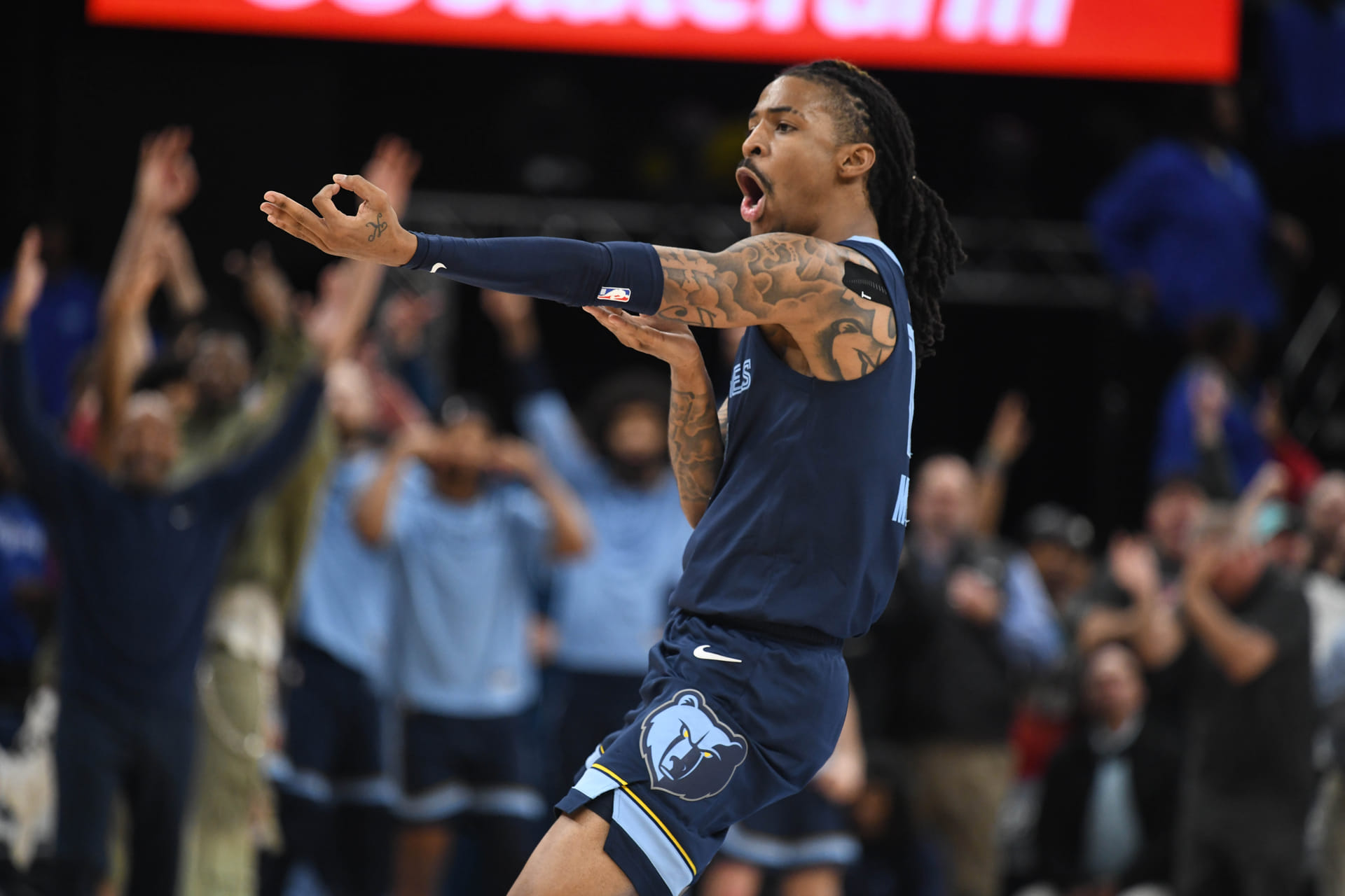 "Gonna get fined on his off day": Fans react after Ja Morant unleashes gun gesture while celebrating Desmond Bane's 3-pointer
