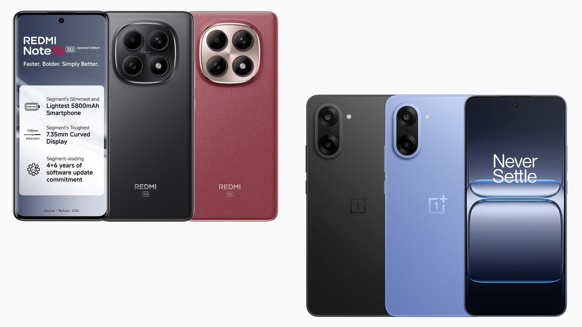 Redmi Note 15 SE and OnePlus Nord CE5 are affordable mid-range smartphones (Image via Redmi)