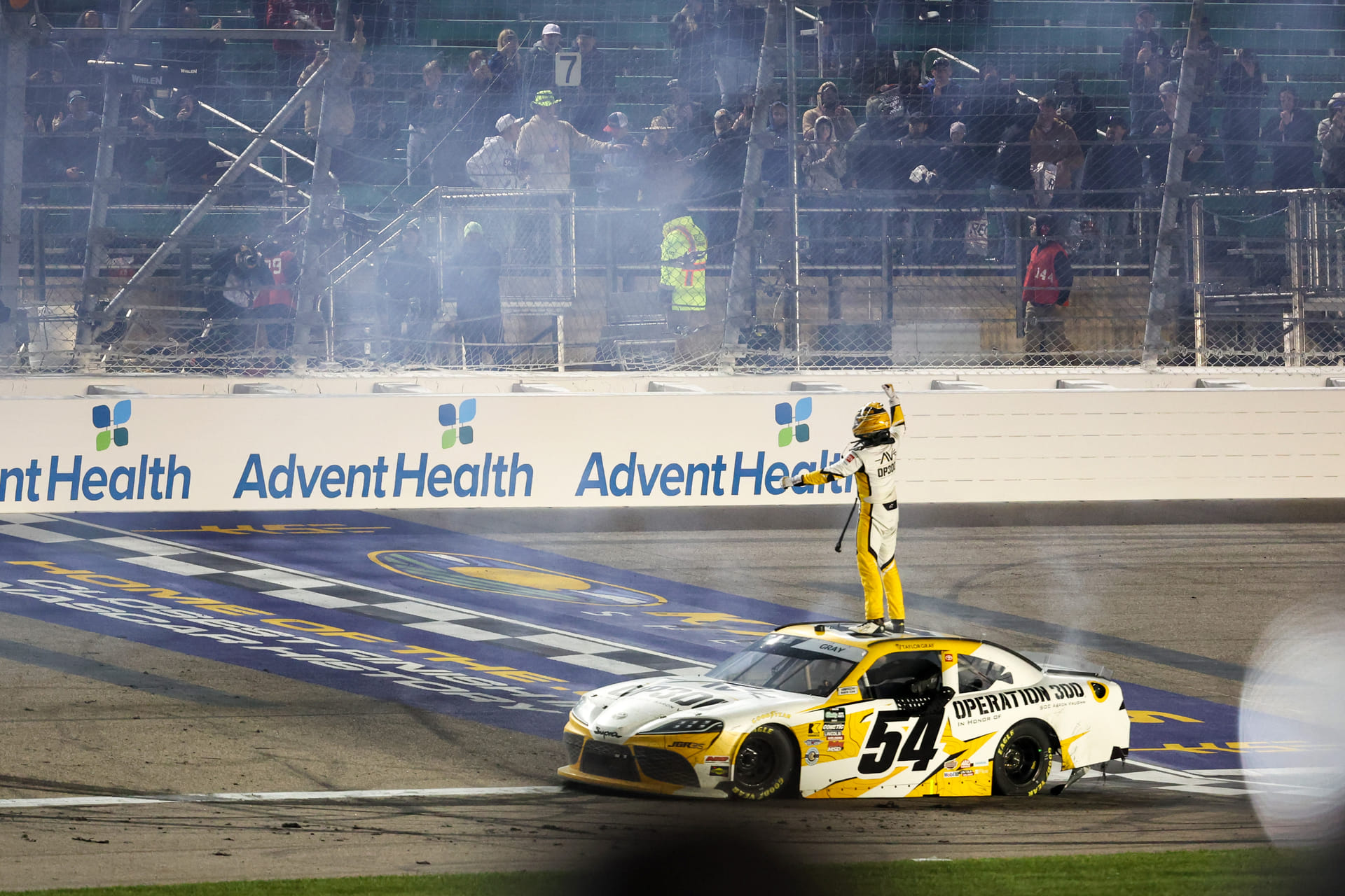 Joe Gibbs Racing driver Taylor Gray holds off Sheldon Creed for O’Reilly Series win at Kansas: “It’s been a long start to the year”