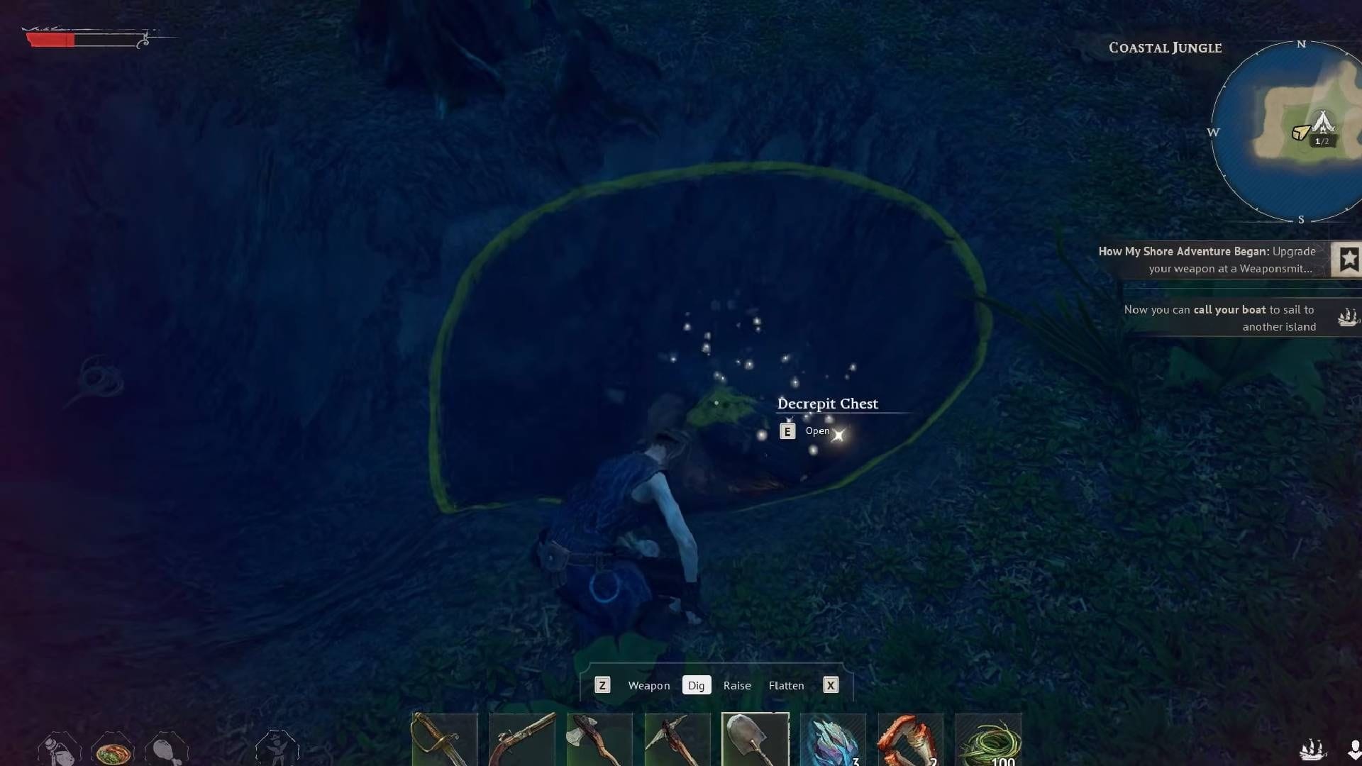 Dig a bit to get the Traveler's Camp second Chest (Image via Kraken Express/YouTube@VideoGameDataBank)
