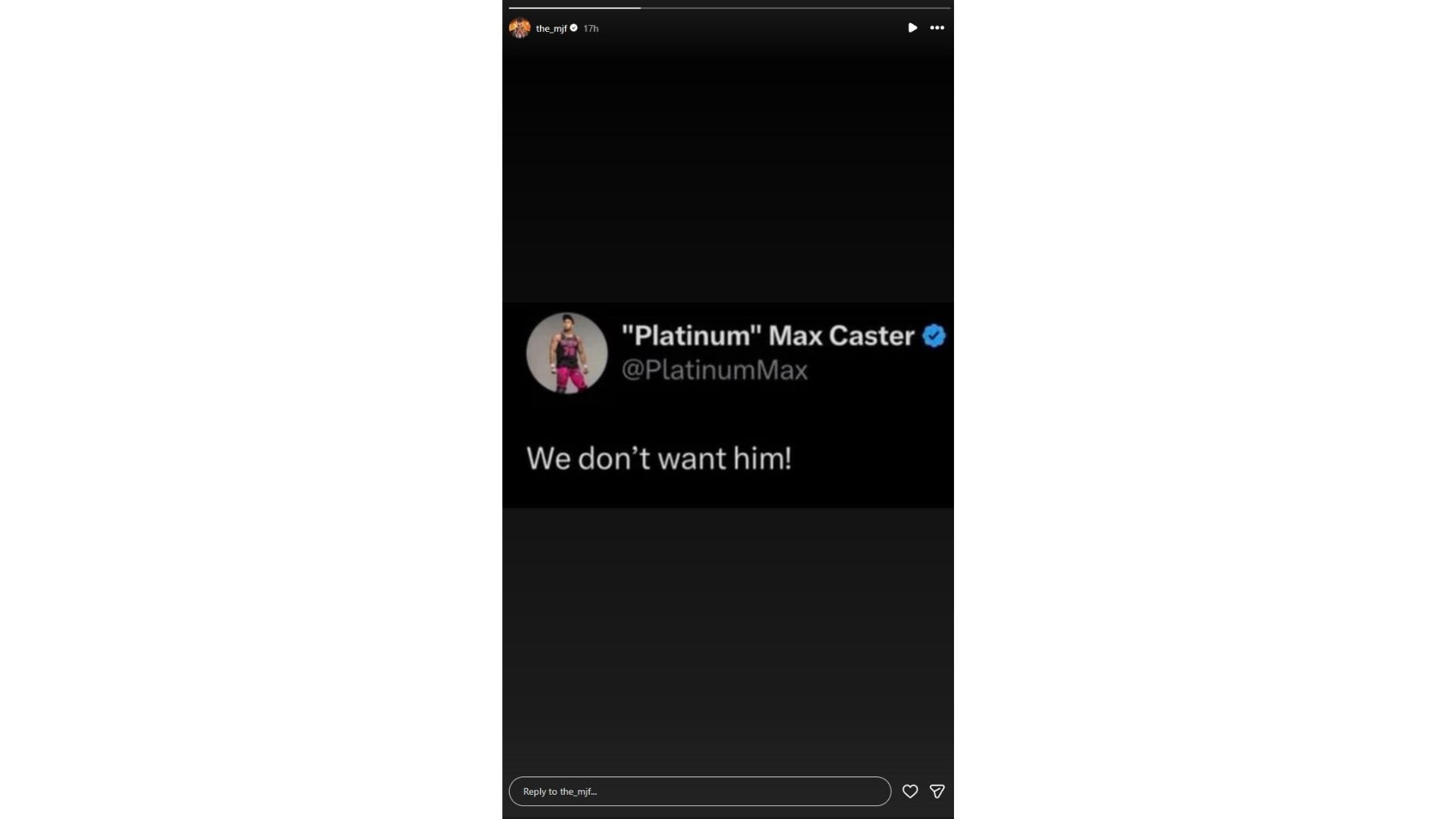 Screenshot of MJF's IG story (Image via Instagram @the_mjf)