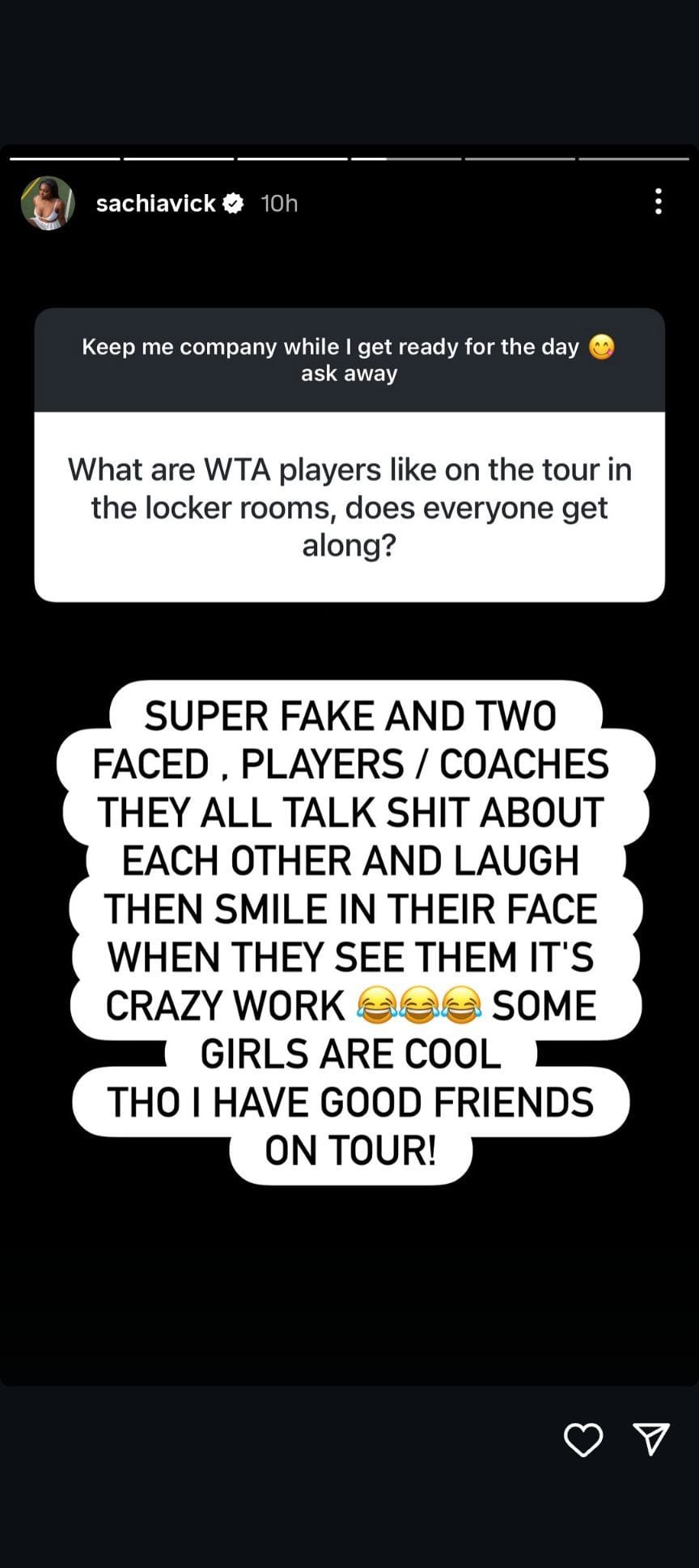  Sachia Vickery gives a blunt take on WTA players on tour | Instagram@Sachiavick