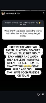 Sachia Vickery gives a blunt take on WTA players on tour | Instagram@Sachiavick
