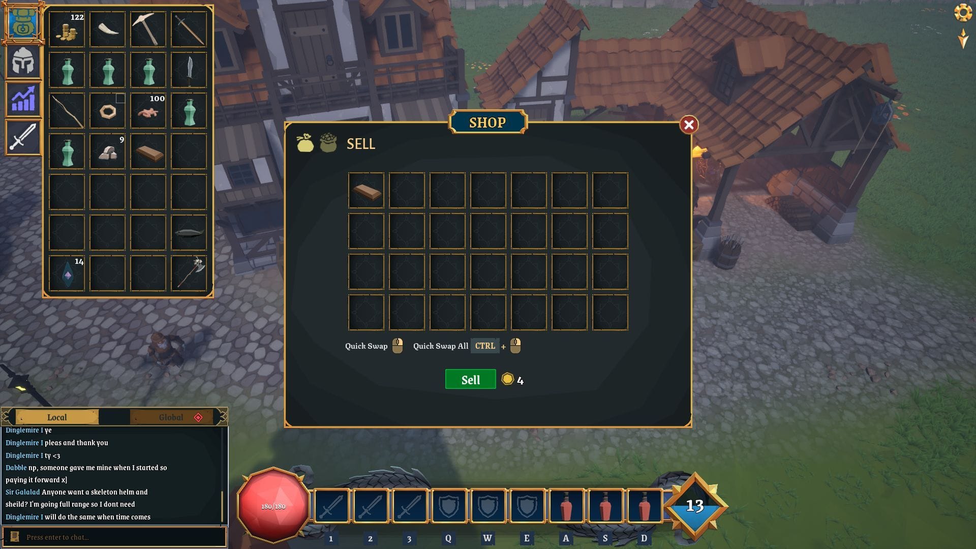 Sell Bronze Bars to make Coins (Image via SK Gaming | Fiery Dog Games)